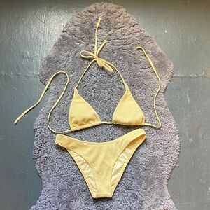 Billabong Textured Yellow Triangle Bikini Set